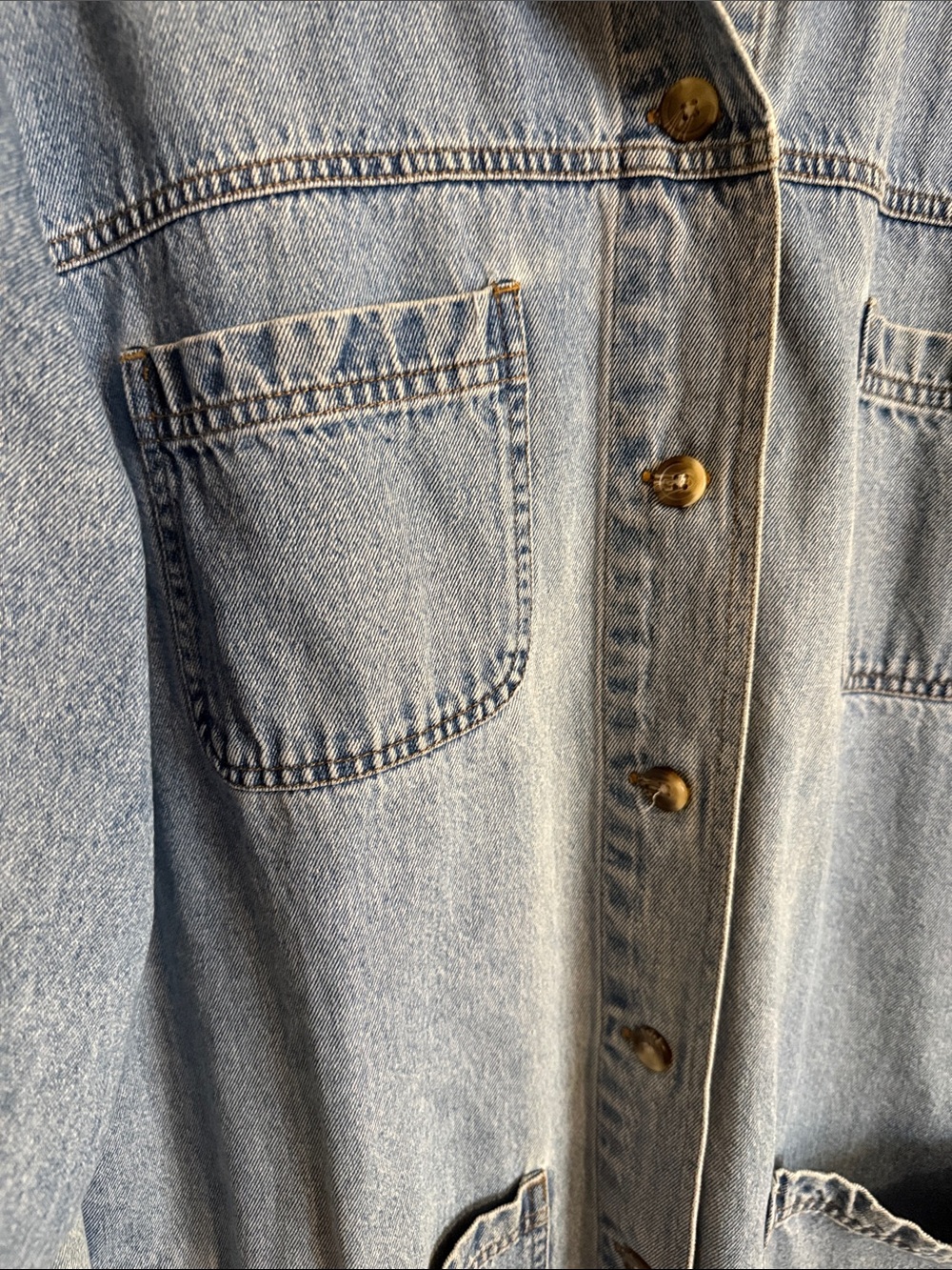 Vintage 1990s Cabin Creek Blue Denim Chore Jacket with Patch Pockets Sz Large - Picture 3 of 7